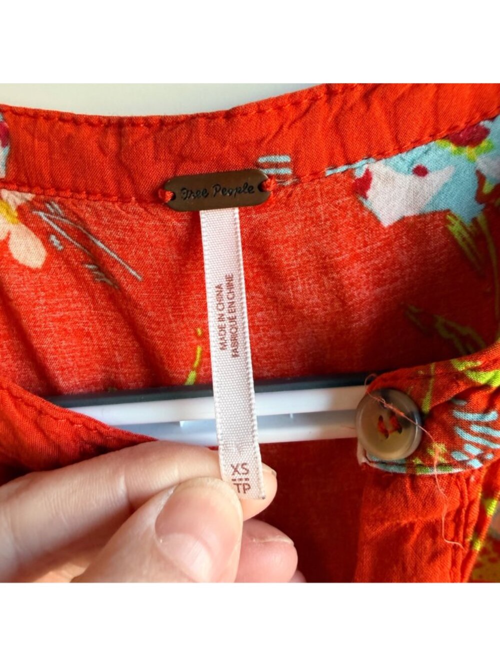 Free People Womens Red Orange Floral Button Front Smocked Waist Rayon Dress XS - Picture 4 of 8